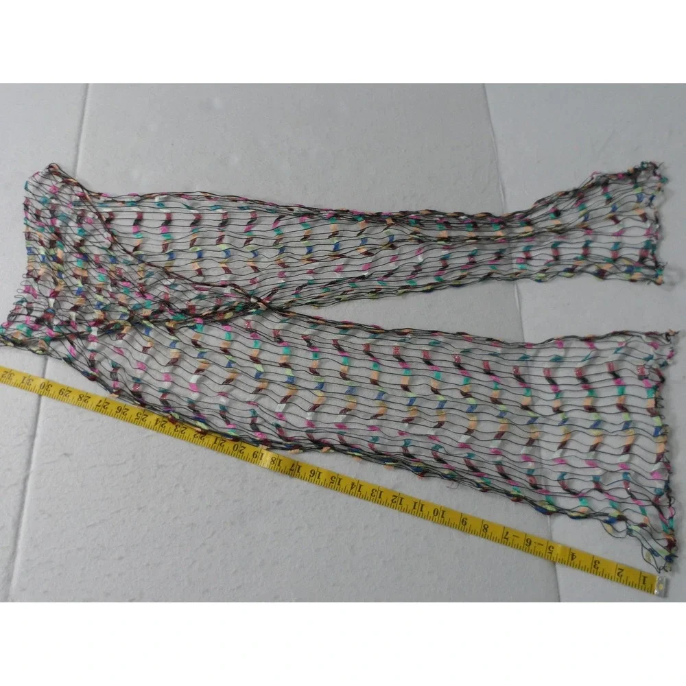 Unbranded Womens Scarf OS‎ Multicolor Mesh Open Knit Ribbon Ladder Y2K Boho